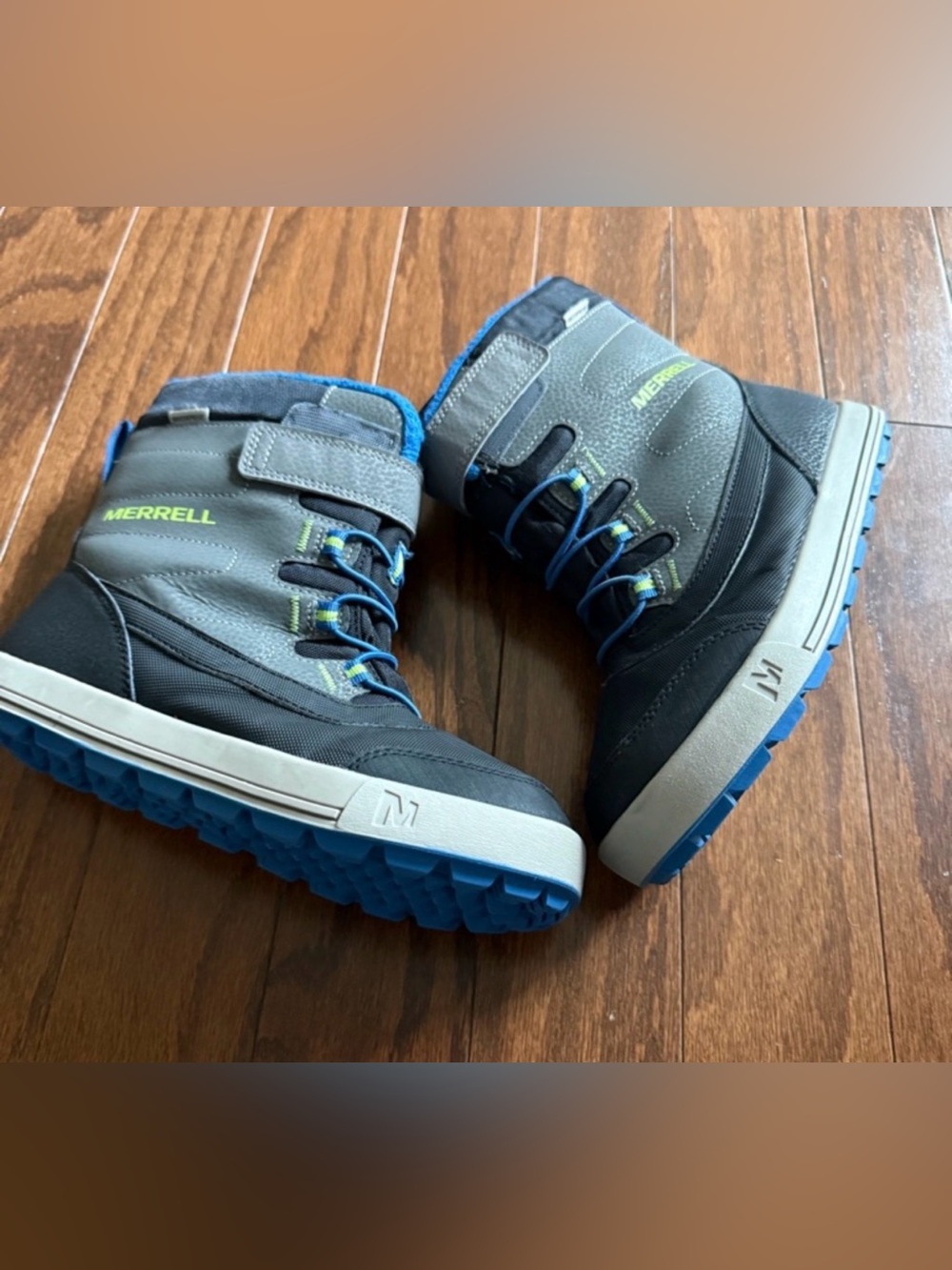 Merrell Kids Gray and Blue Waterproof Snow Boots